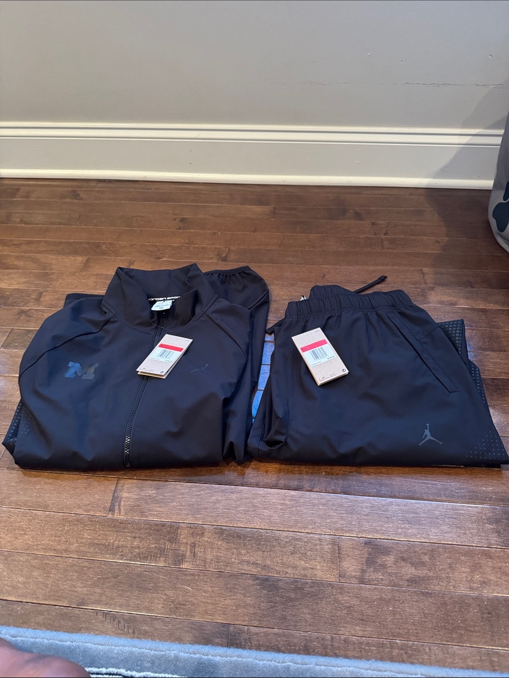 Jordan Men's Black Windbreaker Jacket and Track Pants Set